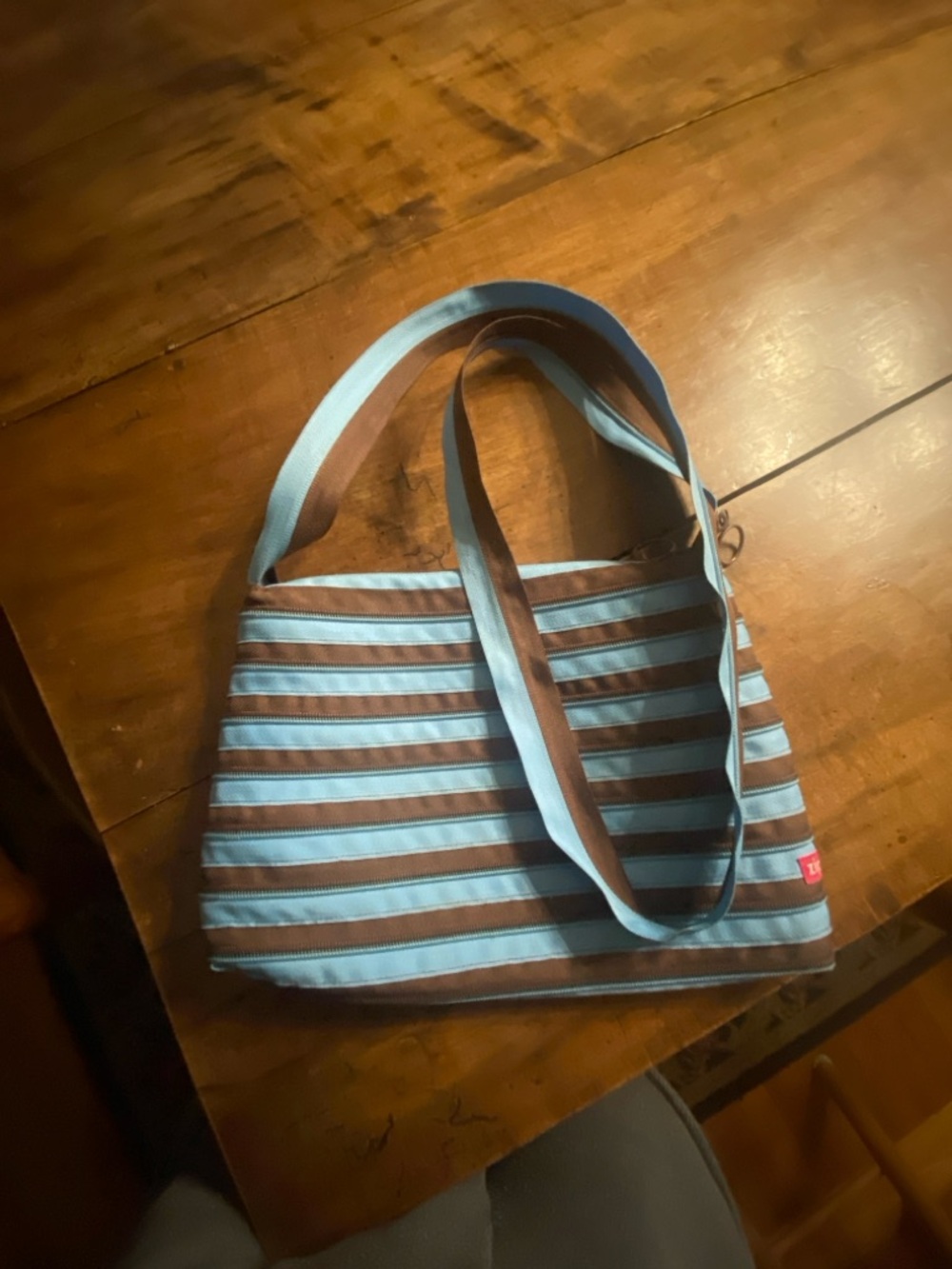 ZIP IT  striped  Blue and Brown Women’s Shoulder Bag